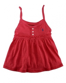 Pretty tank in soft cotton jersey features a sweet empire waist silhouette.