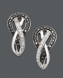 Tie up your look with chic knots to frame your face. This unique stud design by Wrapped in Love™ features round-cut black diamonds (1/6 ct. t.w.) and white diamond accents set in sterling silver. Approximate drop: 3/4 inches.