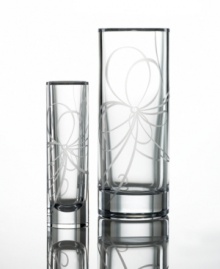 Ribbons of frosted glass enhance this cool cylindrical vase (shown right). Create a stylish presentation of fresh cut flowers or coordinate with the rest of the Belle Boulevard collection for soft, modern home decorating.