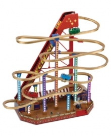 Zoom, zoom! Feel the thrill of this World's Fair Grand Roller Coaster from Mr. Christmas with color-changing LED lighting and sound options that play 25 Christmas Carols and 25 year-round classics, making it a perfect addition to your home all year long.