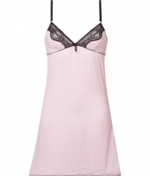 Stylish camisole slip dress made ​.​.of fine, rose-colored synthetic stretch - Elegant black lace insert at the d?collet? - Slim spaghetti straps - The dress falls loose in an A-line, yet fits snug - Stylish and sexy at the same time, also wonderfully comfortable thanks to the stretch content - Combine with the matching briefs