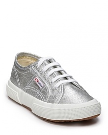 Sparkly canvas and stable rubber soles make these cool Superga sneakers a year-round favorite.