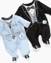 Dress him in these dapper coveralls for a fancy and fun look!