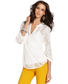 Add on-trend texture to any outfit with this Lucky Brand Jeans crochet top -- perfect for a layered look!