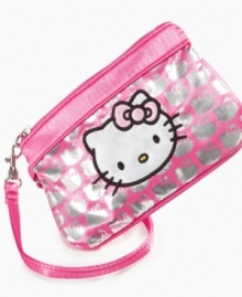 Wrapper around her finger...or wrist. She'll keep her treasures close with this shiny wristlet from Hello Kitty.