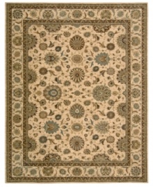 Floral medallions connected by a complex labyrinth of vines distinguish the well-composed design of this rug. Machine woven from the highest quality wool and meticulously dyed for a richly varied color palette to bring a unique accent of luxury to the home.