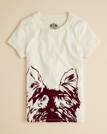 From Juicy Couture, a cute crewneck tee with flocked dog print on the lower half.