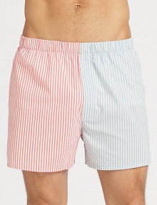 Superior soft cotton boxers in a contrasting stripe pattern with an elastic waistband for added comfort and support.Elastic waistbandCottonMachine washImported