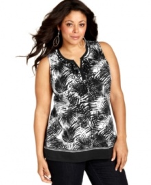 Charter Club's sleeveless plus size top is an ideal addition for your work to weekend wardrobe-- dress it up with trousers or down with denim.