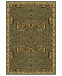 This traditionally styled rug from the St. Lawrence collection relies on timeless design to convey its stunning message. With an elaborate network of vines, blossoms and leaves woven into a sea green field, the unique rug brings classic grace and elegance into your home.