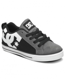 He'll always hit the ground running in the sleek street style of these Graffik skate shoes from DC Shoes.