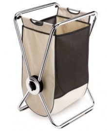 A clothes case. A heavy-duty steel frame houses a breathable mesh & canvas bag that sorts & stores your dirty clothes and then quickly lifts out for easy carrying to the laundry room. The folding design lets you stow this hamper away when not in use, plus rubberized feet & a strong pivot point keep it standing even when its full. 5-year warranty.