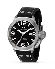 A clean, bold face and leather strap lend classic style to this TW Steel watch.