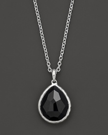 A faceted onyx teardrop set in sterling silver. By Ippolita.