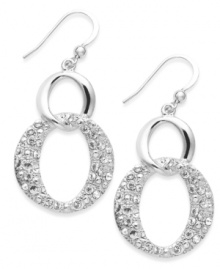 In the loop. A distinctive loop silhouette sets apart these dazzling drop earrings from Style&co. Embellished with glittering glass accents and crystals, they're set in silver tone mixed metal. Approximate drop: 2-1/4 inches.