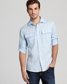 Michael Kors Woven Linen 2-Pocket Sport Shirt - Slim Fit