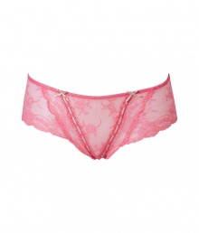 Stylish panty in fine, pink synthetic - Particularly comfortable thanks to the stretch content - Artistry model by designer and supermodel Elle MacPherson - Trendy culotte style with a comfortable, wide hipband - Luxurious lace look - Wiith a fine satin band running through and cute little bows - Perfect, snug fit - Stylish, sexy, seductive - Fits under (almost) all outfits