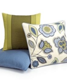 Luxe pleated details in a serene blue hue lend a simple and classic look to any home decor in this Pleated Solid decorative pillow from Martha Stewart Collection.