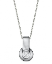 Petite sparkle makes creates a brilliant accent. Giani Bernini's stunning pendant features a round-cut cubic zirconia (1/3 ct. t.w.) in sterling silver. Approximate length: 18 inches. Approximate drop: 1/2 inch.