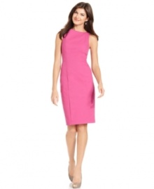 Add serious feminine appeal to your workday look with this petite sheath from Jones New York. A fitted silhouette and princess seams create an ultra-flattering effect.