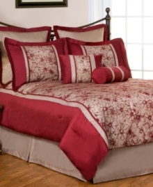 Flower bed. Touched by the energy of artist sketches, the Dahlia comforter set offers a decidedly fresh perspective. Solid borders highlight the captivating floral design as well as ground the ensemble with pops of modern color. Toss on the two coordinating decorative pillows to complete the look.