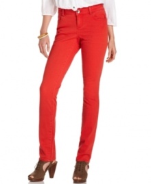 Sizzle in the color of the season -- wear DKNY Jeans' red denim for a trendy ensemble!