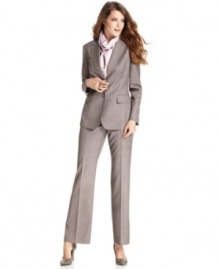 Anne Klein's petite trouser suit comes with a clever coordinating scarf that you can wear any way you like -- feel free to make the look your own.