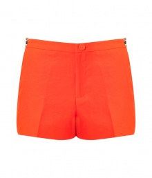 Channel sexy-cool seventies style in these bold short-shorts from Juicy Couture - Flat front, thin waistband with contrasting side stripe detail, off-seam pockets, back welt pockets, mini length - Wear with an easy tank and flats or an oversized blouse and statement sandals