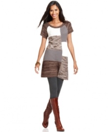 Patchwork makes perfect with Style&co.'s cozy petite sweater. Wear it as a tunic with leggings, or try it as a mini dress with a pair of opaque tights!