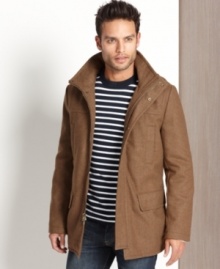 Keep your chilly-weather look classic with this hooded duffle coat from Kenneth Cole.