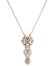 Sensing a pattern - in triplicate. This openwork pendant from Lucky Brand is stacked in three and crafted from gold- and silver-tone mixed metal. Approximate length: 24 inches. Approximate drop: 3-1/2 inches.