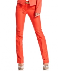 Add a burst of color to your day or night ensemble with these must-have belted straight leg pants from Rampage!