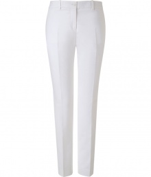 Perfect for building the foundation of your warm weather looks, Michael Kors pristine white cotton trousers are as chic as they are flattering - Side and buttoned back slit pockets, zip fly, button closure, belt loops - Slim fit - Wear with bright tops and chunky statement jewelry