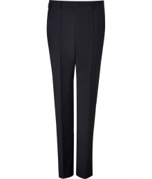 Streamlined and sleek, these classic wool pants from Baldessarini bring elegant appeal to any ensemble - Flat front with button tab, belt loops, off-seam pockets, back welt pockets with buttons - Straight leg with crease detail - Style with a matching blazer or a cashmere pullover and leather jacket