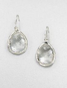 Pretty teardrops of faceted clear quartz hang gracefully within settings of polished sterling silver. Clear quartz Sterling silver Drop, about 1¼ Width, about ¾ Ear wire Imported