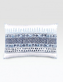 EXCLUSIVELY AT SAKS.COM. During block printing, the tables are covered with a white cotton cloth where the printers test the blocks. The inspiration for these pillows are the random combinations created over days of printing.55% linen/45% cottonHand-stitched edging with mirror accentsConcealed zip closure12 X 18Imported 