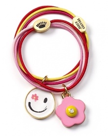 Juicy Couture Girls' Smile Face and Flower Hair Elastic Set