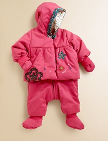 Baby will be perfectly suited for the blustery weather in this cozy, puffy set with detachable pants