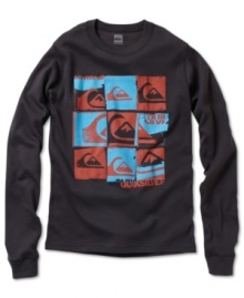 This cozy Quiksilver thermal is decked out in multiple wave logos for a rad style.