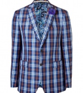 Perfect for a modern day dandy, this checked blazer from Etro features a current cut with an old fashioned sensibility - Notched lapels, two-button closure, small chest pocket, two flap pockets at waist, all-over check print, paisley lining - Pair with slim trousers, a button down, and oxfords