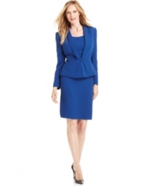 A look to take you from the boardroom to a client dinner in three easy pieces. Tahari by ASL's cobalt blue petite suit comes with a coordinating shell for a flawlessly matched ensemble.