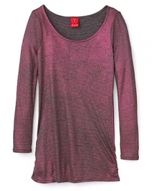 Shining metallic stripes polish up this Ella Moss tunic, complete with a dapper ruched hem.