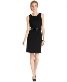 Tahari by ASL crafts a gorgeous sheath with tailored touches and a removable belt that helps accentuate the flattering silhouette.