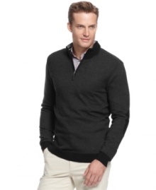 Dispatch a more modern cold-weather look with this Tasso Elba sweater that can easily be layered or worn alone.