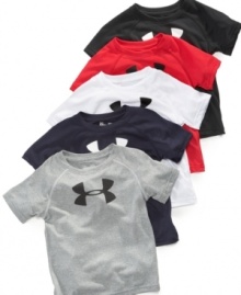 Under Armour's ultra-soft HeatGear® tee wicks away sweat to keep your little man dry, cool, and comfy.