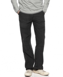 Change up your denim style with this pair of jean-inspired cargo pants from Calvin Klein.