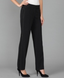 These Tommy Hilfiger pants offer smart tuxedo styling. Borrow from the boys when you pair them with a sharp button-front shirt; mix in platforms for effortless cool.