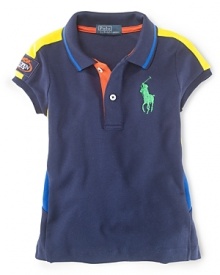 Our official limited edition US Open sleeveless polo shirt is rendered in breathable stretch cotton mesh and accented with an embroidered Big Pony and bold color-blocked panels.