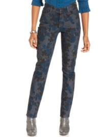 Flatter your figure in these versatile skinny jeans from Not Your Daughter's Jeans with a unique design to help you look your best. The floral printed wash is so fun, too!