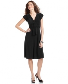 Evan Picone's petite dress is a versatile option for so many occasions. An empire waist with a tie embellishment lends extra elegance to the silhouette.